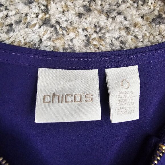 Chicos‎ Top Womens 0 US Small Purple Zip Long Sleeve Blouse Stretch Rayon - Picture 6 of 7